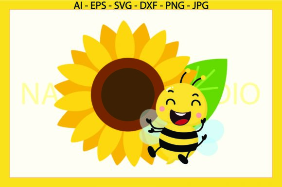 Bee Sunflower Svg Animals Floral Graphics