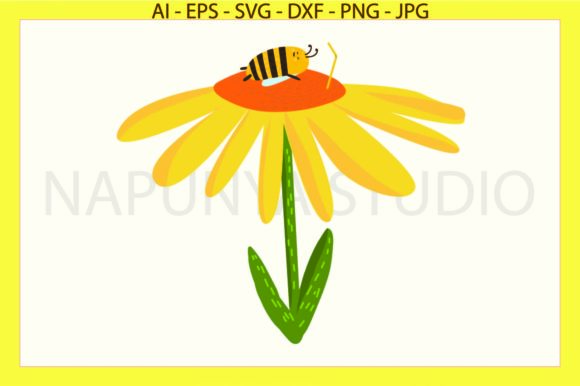 Bee Sunflowers Floral Animals Svg - A Versatile Graphic Design Asset
