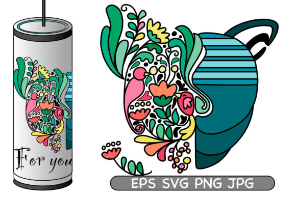 Colorful Floral and Cat Design Clip Art for Creative Projects