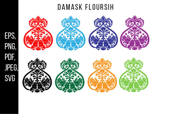 Damask Floral Pattern Wall Vinyl Decal for Graphic Design