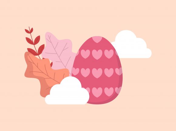 Easter Egg Love Pink Floral Cloud Vector for Handmade Creations