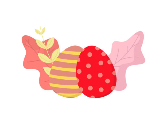 Easter Eggs Red Pink Floral Vector for Crafting and Illustrations