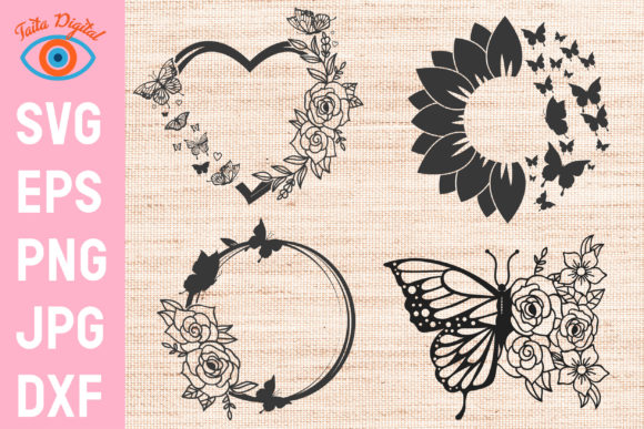 Floral Butterfly Silhouette Svg Graphics for Creative Projects