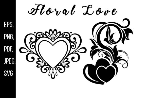 Floral Love Silhouette Illustration for Modern Graphics