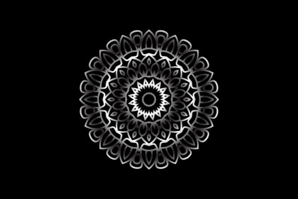 Floral Mandala Silver Gradient Design for Graphics and Illustrations