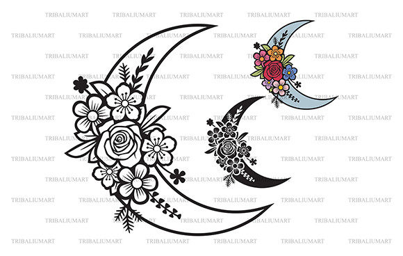 Floral Moon Boho Style Graphics for Creative Projects