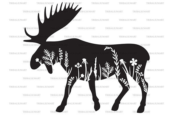 Floral Moose Graphics for Branding and Illustrations