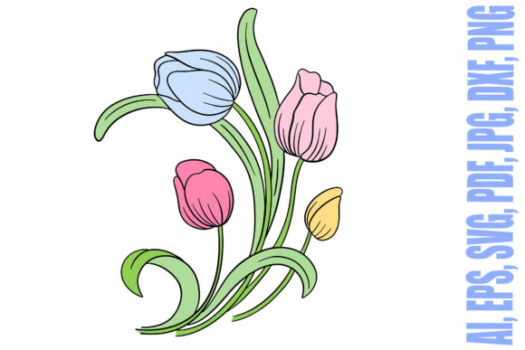 Flower Bouquet Floral Tulips Line Art Review