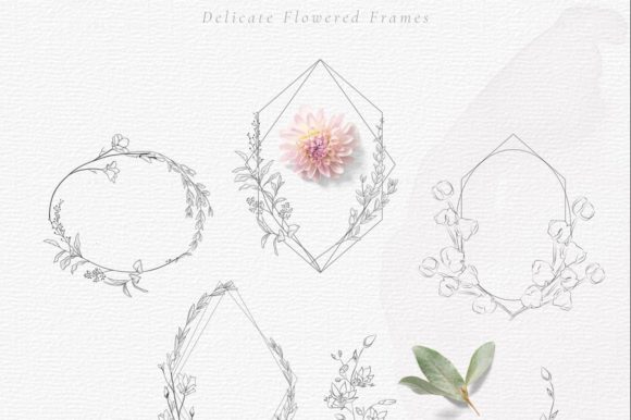 Hand-drawn Floral Frames for Wedding Projects