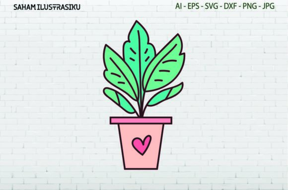 Leaf Plant in Pot with Heart SVG Floral: A Versatile Graphic Design Asset