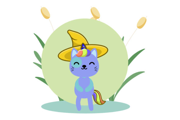 Unicorn Cats Fantasy Floral Background - A Playful Graphic Illustration